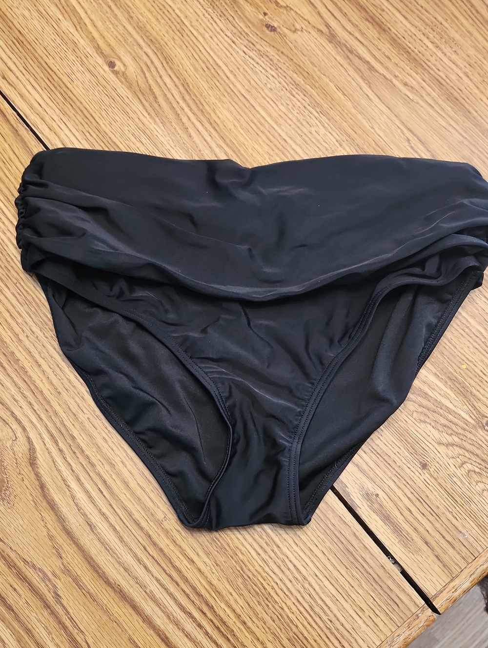Women's Black Fold-Over High Waist Swim Bottom